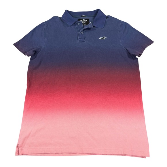 Hollister Other - Hollister Epic Flex Polo Shirt Mens XL Blue Pink Ombre‎ Stretch Short Sleeve
